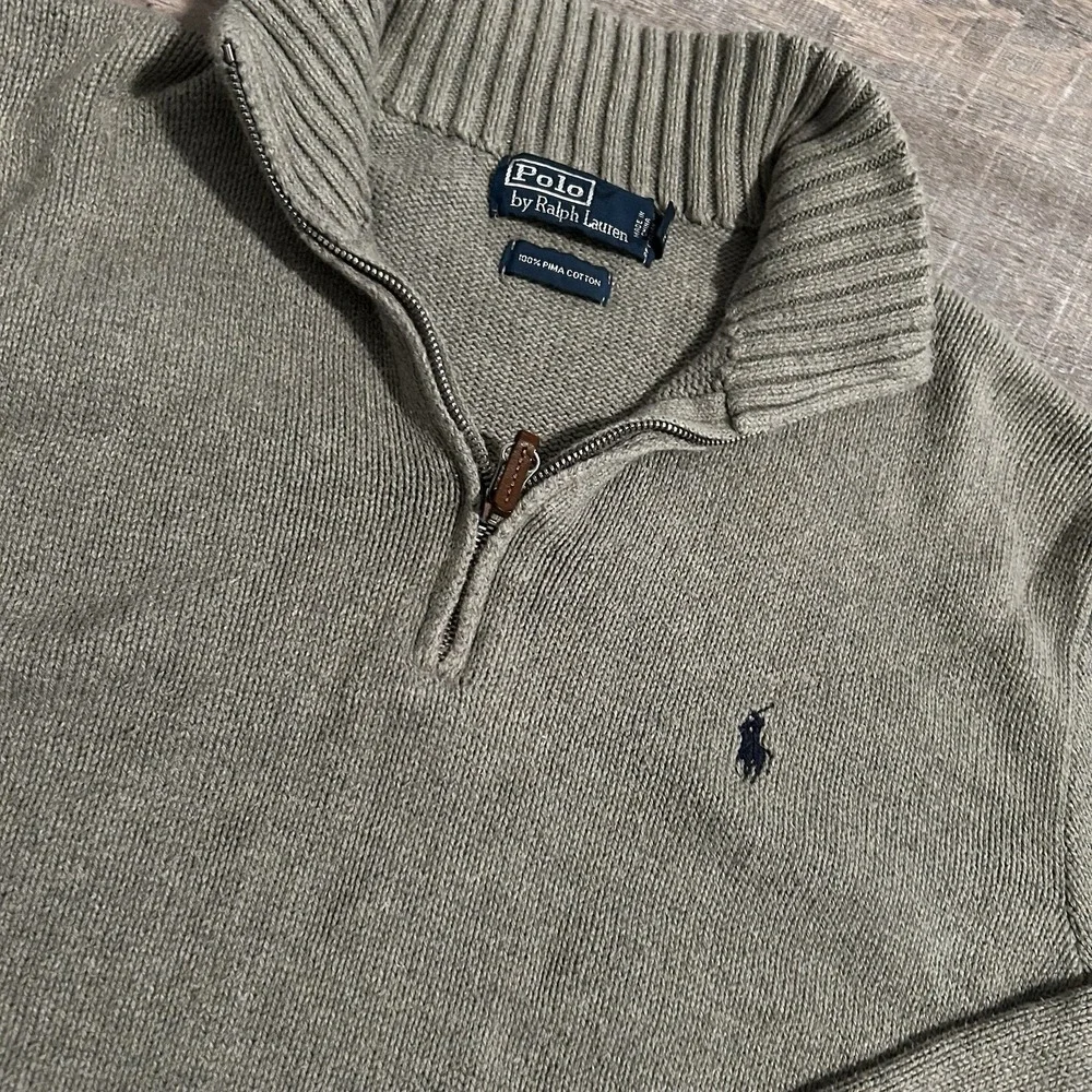 Polo Ralph Lauren Quarter Zip Sweater Mens XL Gray Cotton Knit Jumper Pullover